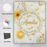 Personalised Name Yellow Sunflowers with Custom  Unique Gift Idea Elegant Feature Canvas Wall Art Print Decor Picture Ready to Hang