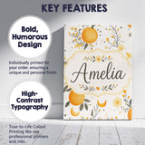 Personalised Name Fresh Oranges with Custom Premium Decorative Design Modern Room Accent Canvas Wall Art Print Decor Picture Ready to Hang