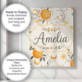 Personalised Name Fresh Oranges with Custom Premium Decorative Design Modern Room Accent Canvas Wall Art Print Decor Picture Ready to Hang