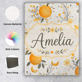 Personalised Name Fresh Oranges with Custom Premium Decorative Design Modern Room Accent Canvas Wall Art Print Decor Picture Ready to Hang