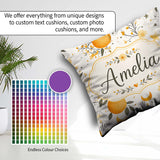 Custom Name Fresh Oranges with Delicate Floral Botanical Pattern Square Filled Cushion Throw Pillow Sofa Bed Home Decor Zip Washable UK Made