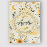 Personalised Name Soft Yellow Clouds Moon Custom  Unique Gift Idea Elegant Feature Canvas Wall Art Print Decor Picture Ready to Hang