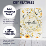 Personalised Name Soft Yellow Clouds Moon Custom  Unique Gift Idea Elegant Feature Canvas Wall Art Print Decor Picture Ready to Hang