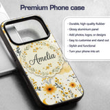 Soft Yellow Clouds Moon and Floral Dream Pattern Custom Name Protective Phone Case Mobile Cover Durable Everyday Smartphone Shock Resistant