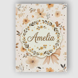 Personalised Name Elegant Neutral Floral Custom  Interior Decorative Contemporary Canvas Wall Art Print Decor Picture Ready to Hang
