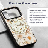 Elegant Neutral Floral Bows with Soft Botanical Custom Name Protective Phone Case Mobile Cover Durable Everyday Smartphone Shock Resistant