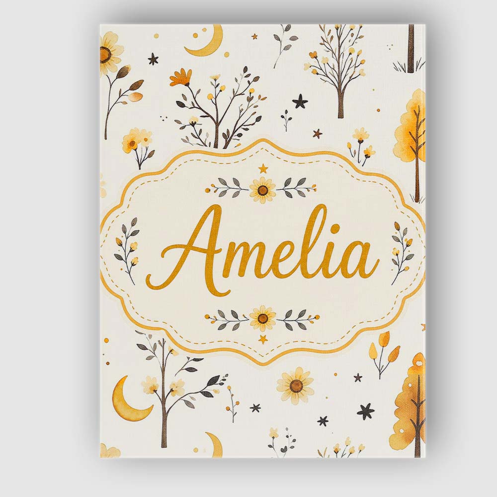 Personalised Name Minimal Autumn Trees and Custom  Unique Gift Idea Elegant Feature Canvas Wall Art Print Decor Picture Ready to Hang