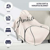 Continuous Line Art Black Cream Minimal Abstract Pattern Lovely  Personalised Custom Name Super Soft Fleece Blanket Bed Sofa Throw