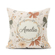 Custom Name Neutral Beige Bows with Soft Floral Botanical Design Square Filled Cushion Throw Pillow Sofa Bed Home Decor Zip Washable UK Made