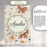 Neutral Beige Bows with Soft Floral Botanical Design Seamless Lovely  Personalised Custom Name Super Soft Fleece Blanket Bed Sofa Throw