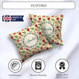 Custom Name Colorful Apples Fruit Pattern Leaves Seamless Design Square Filled Cushion Throw Pillow Sofa Bed Home Decor Zip Washable UK Made