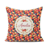 Custom Name Watercolor Apples with Deep Blue Background Seamless Square Filled Cushion Throw Pillow Sofa Bed Home Decor Zip Washable UK Made