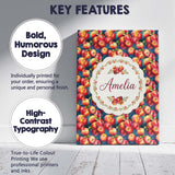 Personalised Name Watercolor Red Apples Custom  Modern Room Accent Elegant Feature Canvas Wall Art Print Decor Picture Ready to Hang