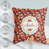 Custom Name Watercolor Apples with Deep Blue Background Seamless Square Filled Cushion Throw Pillow Sofa Bed Home Decor Zip Washable UK Made