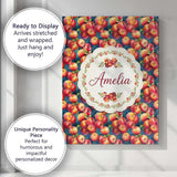 Personalised Name Watercolor Red Apples Custom  Modern Room Accent Elegant Feature Canvas Wall Art Print Decor Picture Ready to Hang