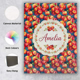 Personalised Name Watercolor Red Apples Custom  Modern Room Accent Elegant Feature Canvas Wall Art Print Decor Picture Ready to Hang