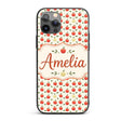 Cute Minimal Red and Yellow Apples with Leaves Custom Name Protective Phone Case Mobile Cover Durable Everyday Smartphone Shock Resistant