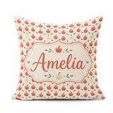 Custom Name Minimal Red and Yellow Apples with Seamless Pattern Square Filled Cushion Throw Pillow Sofa Bed Home Decor Zip Washable UK Made
