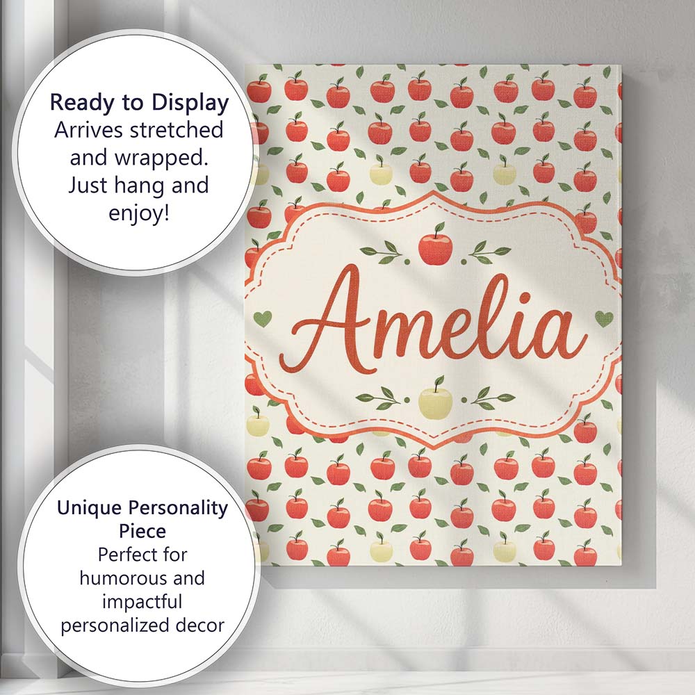Personalised Name Cute Minimal Red and Custom  Modern Room Accent Elegant Feature Canvas Wall Art Print Decor Picture Ready to Hang