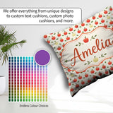 Custom Name Minimal Red and Yellow Apples with Seamless Pattern Square Filled Cushion Throw Pillow Sofa Bed Home Decor Zip Washable UK Made