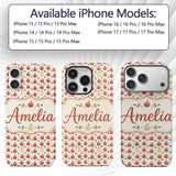 Cute Minimal Red and Yellow Apples with Leaves Custom Name Protective Phone Case Mobile Cover Durable Everyday Smartphone Shock Resistant