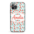 Modern Red and Teal Apples with Leaves Seamless Custom Name Protective Phone Case Mobile Cover Durable Everyday Smartphone Shock Resistant