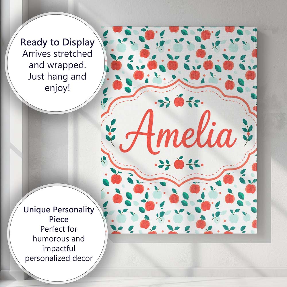 Personalised Name Modern Red and Teal Custom Stylish Home Interior Contemporary Display Canvas Wall Art Print Decor Picture Ready to Hang
