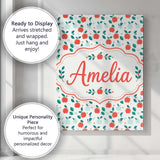 Personalised Name Modern Red and Teal Custom Stylish Home Interior Contemporary Display Canvas Wall Art Print Decor Picture Ready to Hang