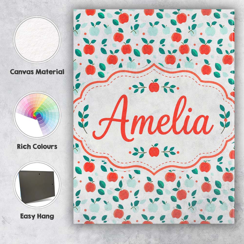 Personalised Name Modern Red and Teal Custom Stylish Home Interior Contemporary Display Canvas Wall Art Print Decor Picture Ready to Hang