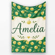 Elegant Golden Apples and Leaves on Dark Green Seamless Pattern  Personalised Custom Name Super Soft Fleece Blanket Bed Sofa Throw