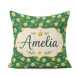 Custom Name Elegant Golden Apples and Leaves Dark Green Seamless Square Filled Cushion Throw Pillow Sofa Bed Home Decor Zip Washable UK Made