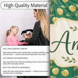 Elegant Golden Apples and Leaves on Dark Green Seamless Pattern  Personalised Custom Name Super Soft Fleece Blanket Bed Sofa Throw