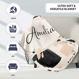 Textured Brush Blocks Black Beige Artistic Abstract Pattern Lovely  Personalised Custom Name Super Soft Fleece Blanket Bed Sofa Throw