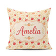Custom Name Stylized Apples with Flowing Leaves Cream Background Square Filled Cushion Throw Pillow Sofa Bed Home Decor Zip Washable UK Made