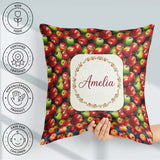 Custom Name Red and Green Apples Cluster Seamless Pattern Lovely Square Filled Cushion Throw Pillow Sofa Bed Home Decor Zip Washable UK Made