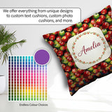 Custom Name Red and Green Apples Cluster Seamless Pattern Lovely Square Filled Cushion Throw Pillow Sofa Bed Home Decor Zip Washable UK Made