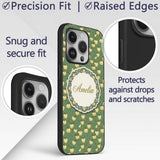 Vintage Yellow Apples with Leaves Printed Design Custom Name Protective Phone Case Mobile Cover Durable Everyday Smartphone Shock Resistant