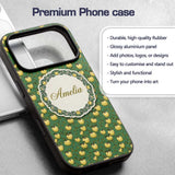 Vintage Yellow Apples with Leaves Printed Design Custom Name Protective Phone Case Mobile Cover Durable Everyday Smartphone Shock Resistant