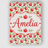 Personalised Name Watercolor Red Apples Custom  Modern Room Accent Elegant Feature Canvas Wall Art Print Decor Picture Ready to Hang
