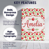 Personalised Name Watercolor Red Apples Custom  Modern Room Accent Elegant Feature Canvas Wall Art Print Decor Picture Ready to Hang