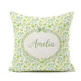 Custom Name Soft Watercolor Green Apples Leaves Seamless Pattern Square Filled Cushion Throw Pillow Sofa Bed Home Decor Zip Washable UK Made