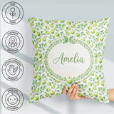 Custom Name Soft Watercolor Green Apples Leaves Seamless Pattern Square Filled Cushion Throw Pillow Sofa Bed Home Decor Zip Washable UK Made