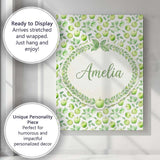 Personalised Name Soft Watercolor Green Custom  Modern Room Accent Elegant Feature Canvas Wall Art Print Decor Picture Ready to Hang