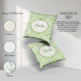 Custom Name Soft Watercolor Green Apples Leaves Seamless Pattern Square Filled Cushion Throw Pillow Sofa Bed Home Decor Zip Washable UK Made