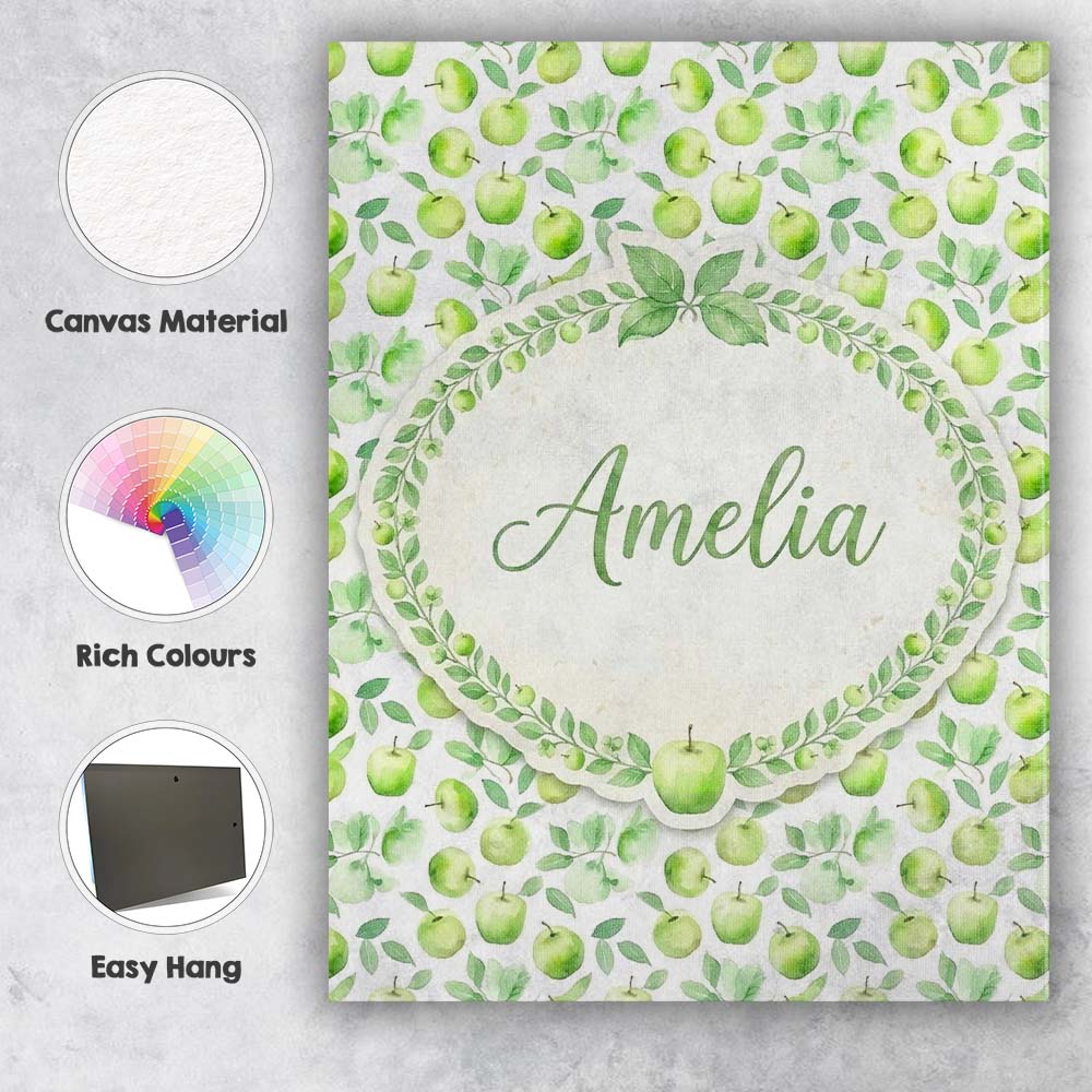 Personalised Name Soft Watercolor Green Custom  Modern Room Accent Elegant Feature Canvas Wall Art Print Decor Picture Ready to Hang