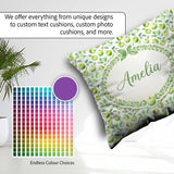 Custom Name Soft Watercolor Green Apples Leaves Seamless Pattern Square Filled Cushion Throw Pillow Sofa Bed Home Decor Zip Washable UK Made