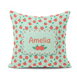 Custom Name Modern Red Apples with Leaves on Background Seamless Square Filled Cushion Throw Pillow Sofa Bed Home Decor Zip Washable UK Made