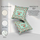 Custom Name Modern Red Apples with Leaves on Background Seamless Square Filled Cushion Throw Pillow Sofa Bed Home Decor Zip Washable UK Made
