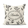 Custom Name Minimal Botanical Leaves Black Cream Organic Pattern Square Filled Cushion Throw Pillow Sofa Bed Home Decor Zip Washable UK Made