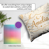 Custom Name Cute Crescent Moon Stars and Clouds Neutral Seamless Square Filled Cushion Throw Pillow Sofa Bed Home Decor Zip Washable UK Made